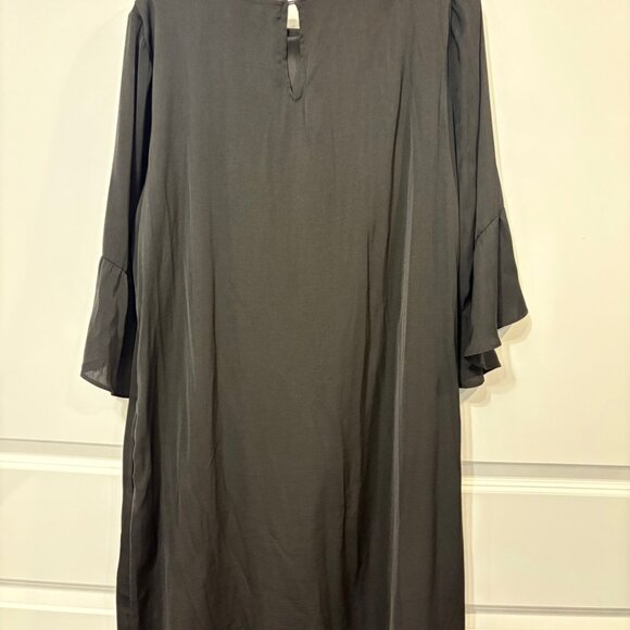 NWT Renuar XL Black Lined Dress with 3/4 Length Ruffle Sleeves - Picture 4 of 9